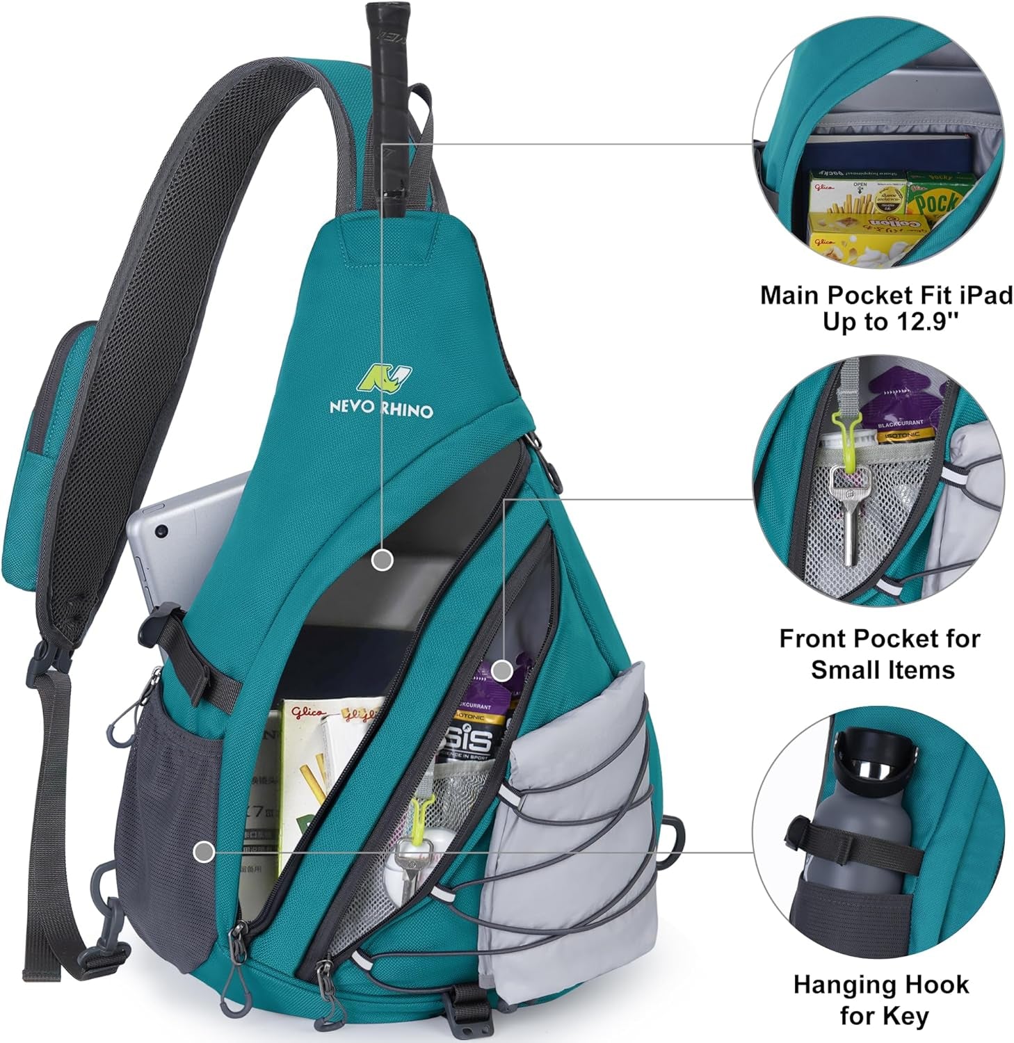 NEVO RHINO Crossbody Sling Backpack 18L Large Sling Bag for Men with Phone Pocket Shoulder Bag for Men, Women Sport Daypack