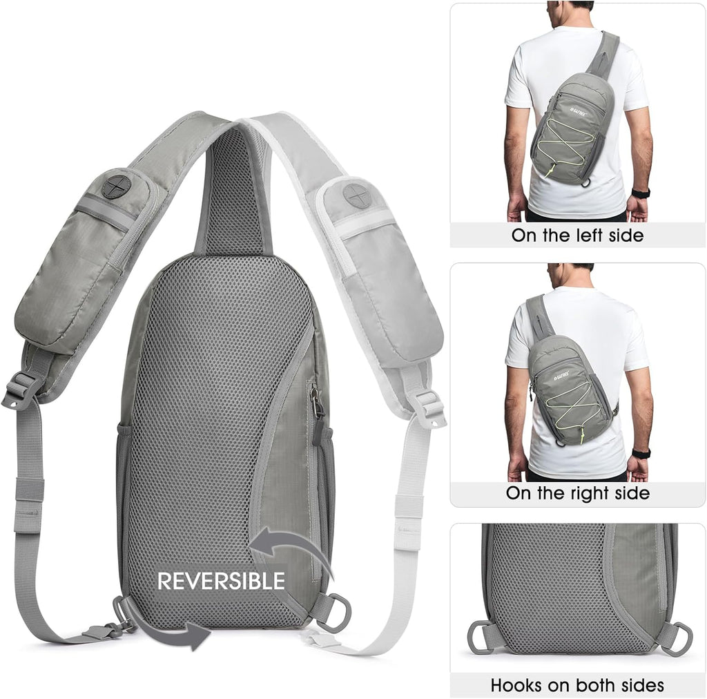 Sling Bag Backpack RFID Blocking Crossbody with Front Pocket Hiking Daypack Outdoor Chest Bag for Women Men