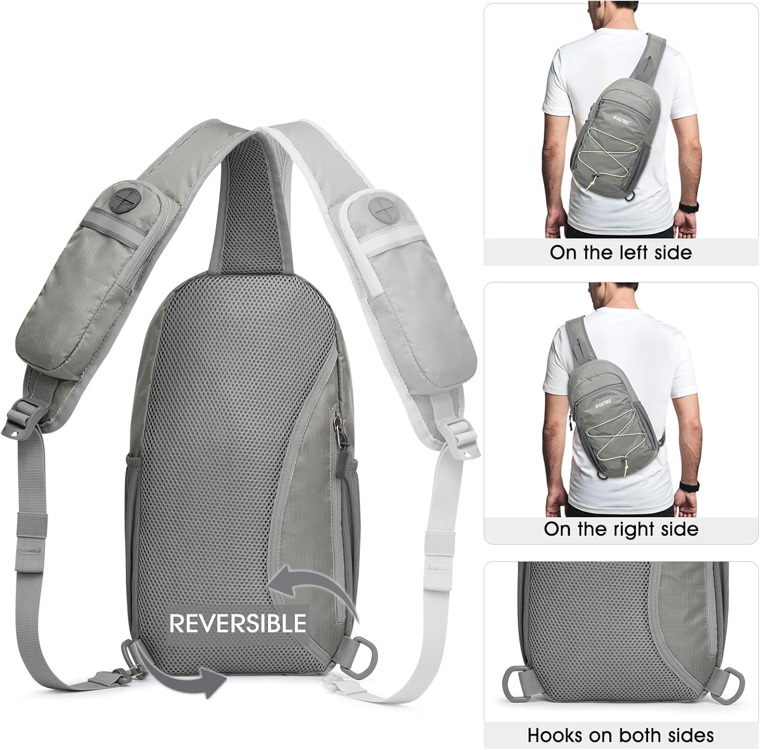 Sling Bag Backpack RFID Blocking Crossbody with Front Pocket Hiking Daypack Outdoor Chest Bag for Women Men