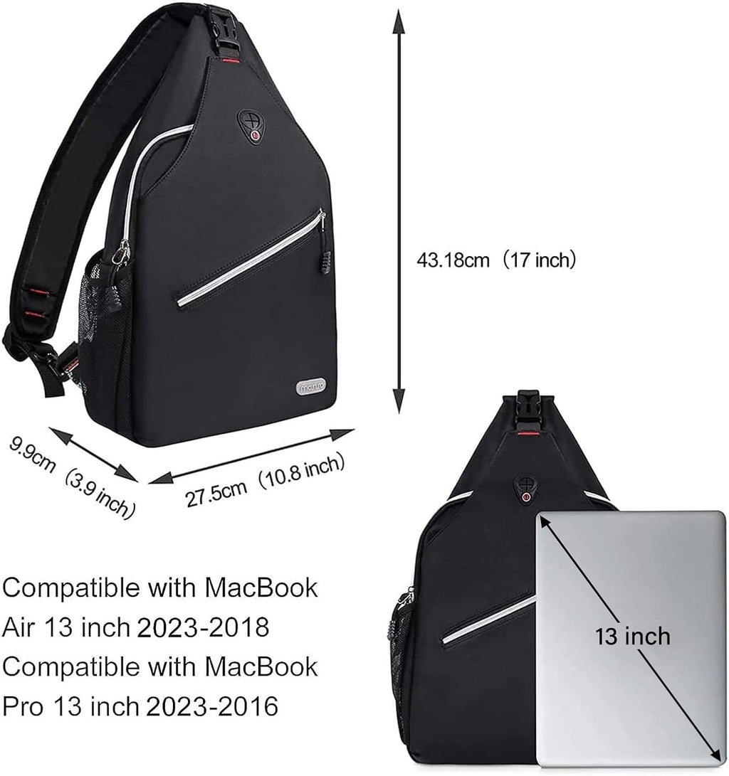 Rope Sling Backpack (Up to 13 Inch), Multipurpose Crossbody Chest One Shoulder Outdoor Travel Hiking Daypack