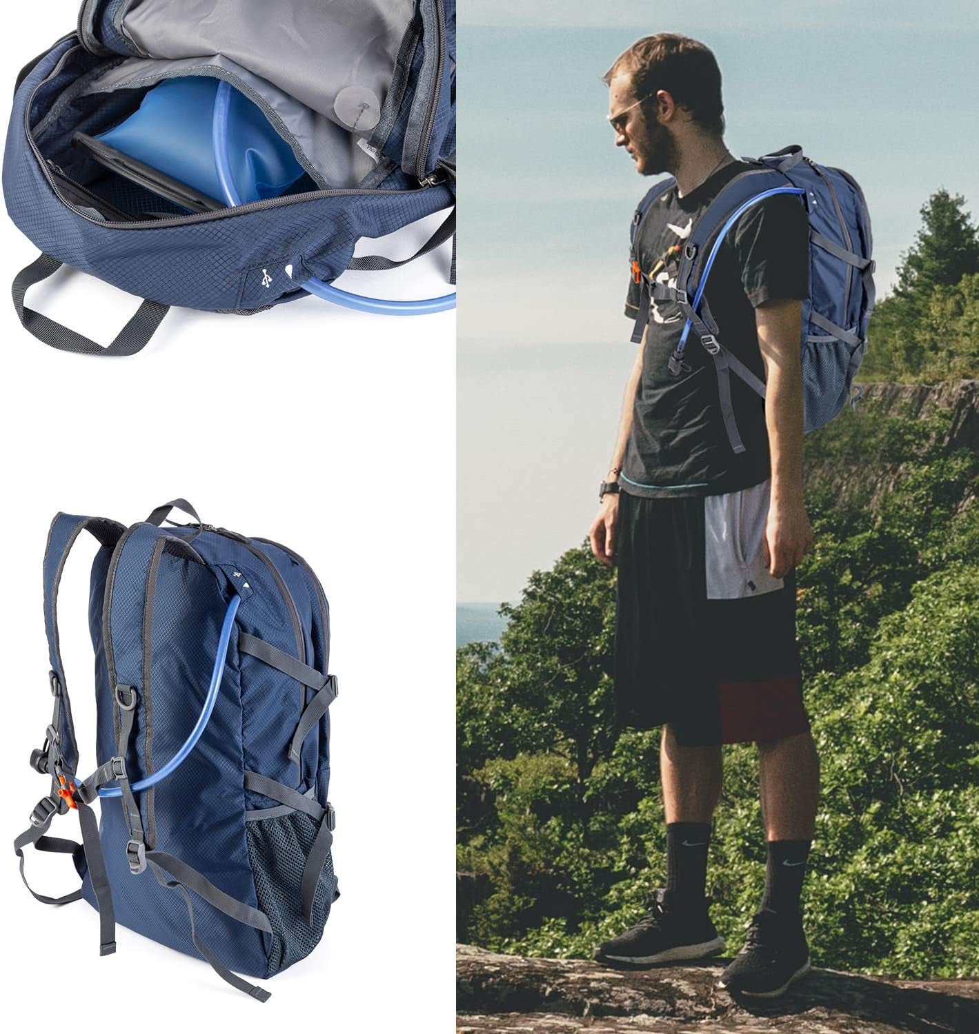 NODLAND Lightweight Backpack Travel 40L Foldable Water-Resistant Daypack, Hiking Outdoor Camping Rucksack for Men Women