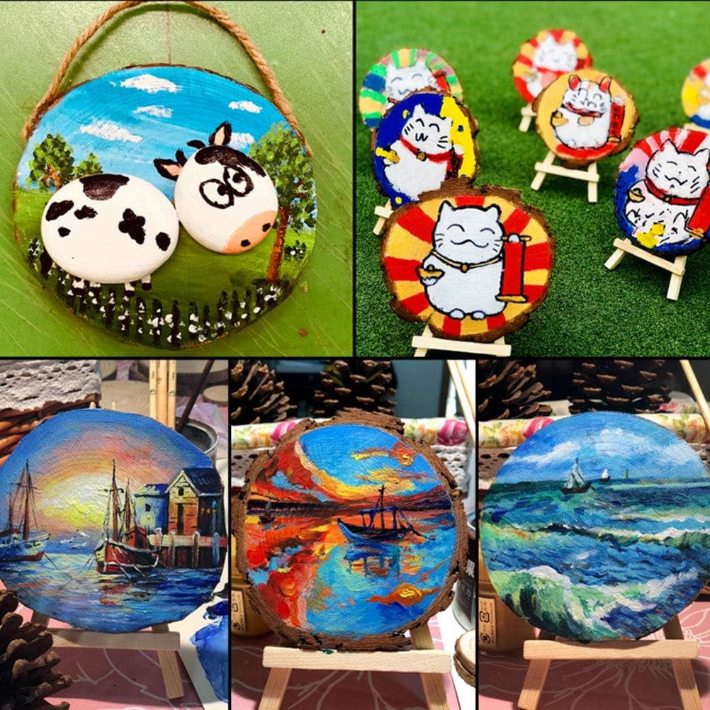 Wood Slices 20 Pcs 8-10Cm Natural Wooden Circles Slices NO Hole Unfinished Predrilled Log Discs Wooden Rounds Discs Slices for Art Creation DIY Crafts Wedding Decorations Christmas Ornaments