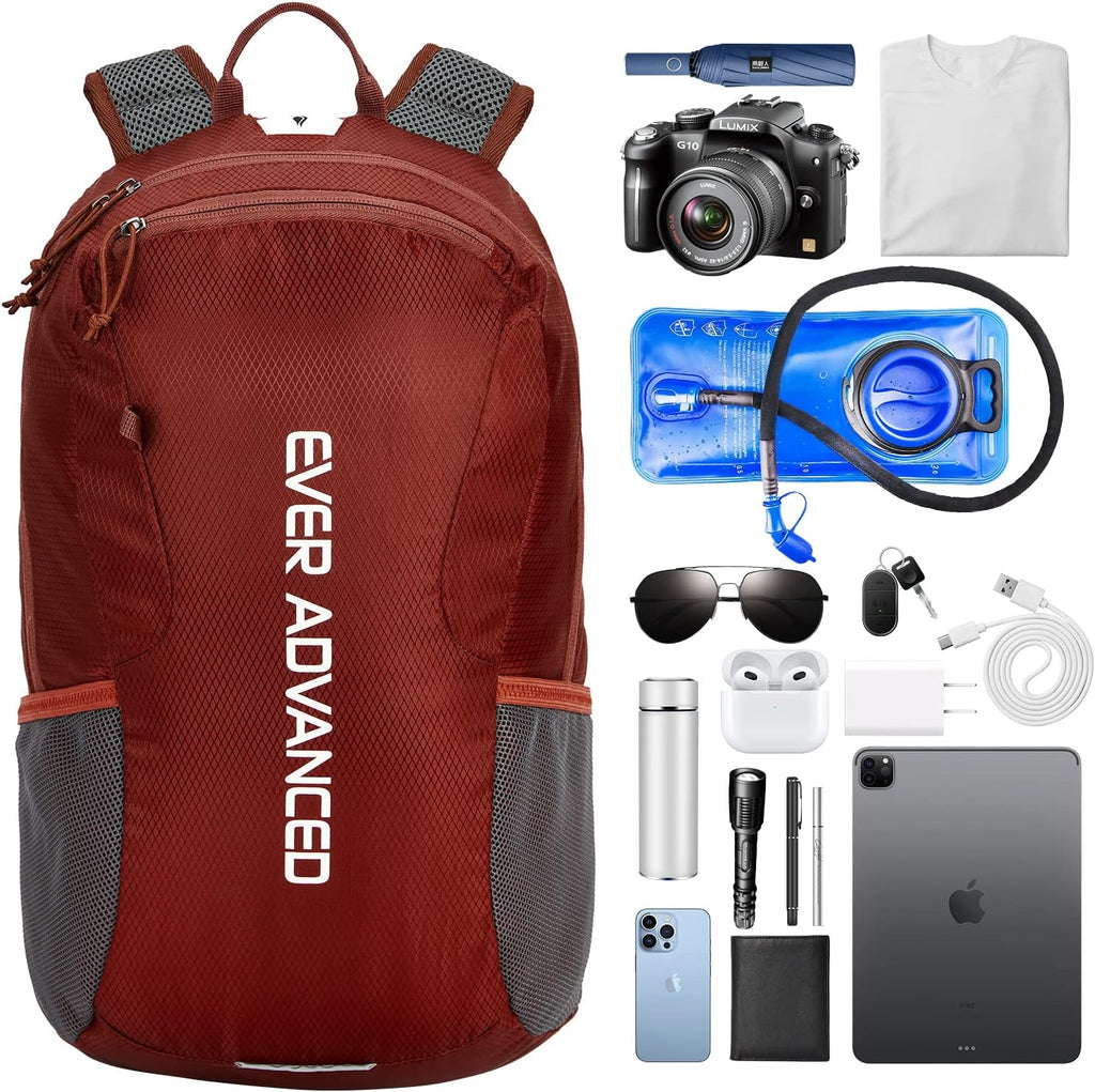 20L Lightweight Packable Hiking Backpack, Small Travel Water Resistant Collapsible Daypack for Men Women Camping Outdoor Reddish Brown