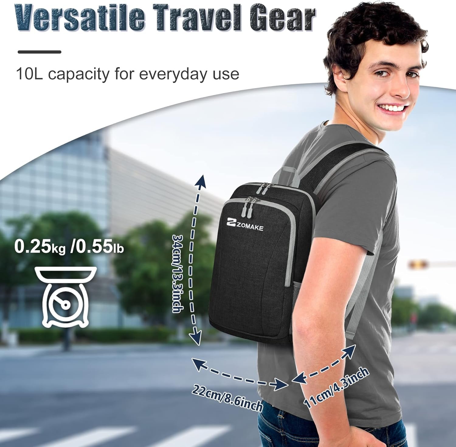 10L Ultra Lightweight Backpack:10L Hiking Backpacks - Small Light Weight Back Pack Outdoor Hiking Day Pack for Women Men (Black)