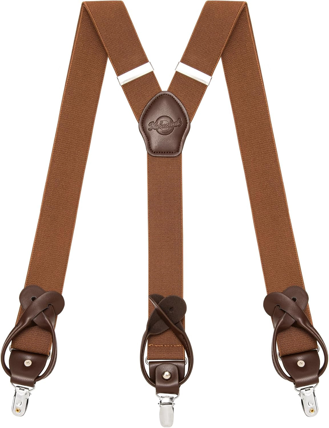 Braces for Men with Clip and Button Attachment Options, Includes 6 Buttons, 1.4 Inch Width Y-Shape for Heights up to 6'7", Stainless Steel, XL Elasticity Adjustment Suspenders