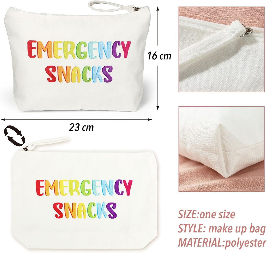 Canvas Zipper Pouch Bags Snacks Bags Cosmetic Bags Makeup Bag Toiletry Bag for Women, Travel, Beach (White)