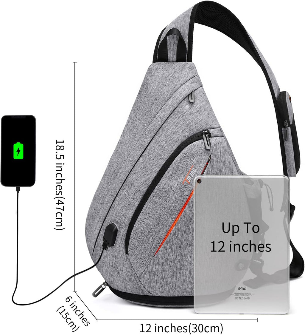 Sling Backpack, 8 Pockets Sling Bag Crossbody, 19L Large Sling Bag for Men Travel Crossbody Backpack Hiking Outdoor