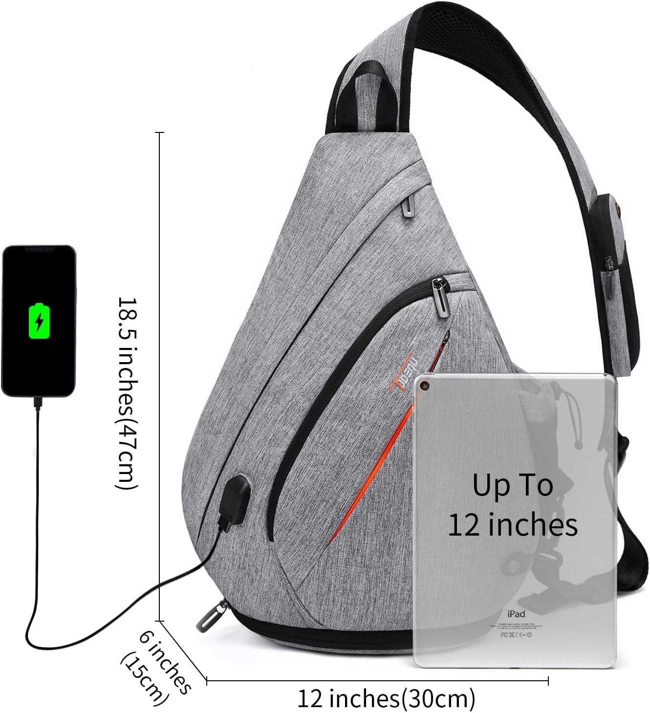 Sling Backpack, 8 Pockets Sling Bag Crossbody, 19L Large Sling Bag for Men Travel Crossbody Backpack Hiking Outdoor