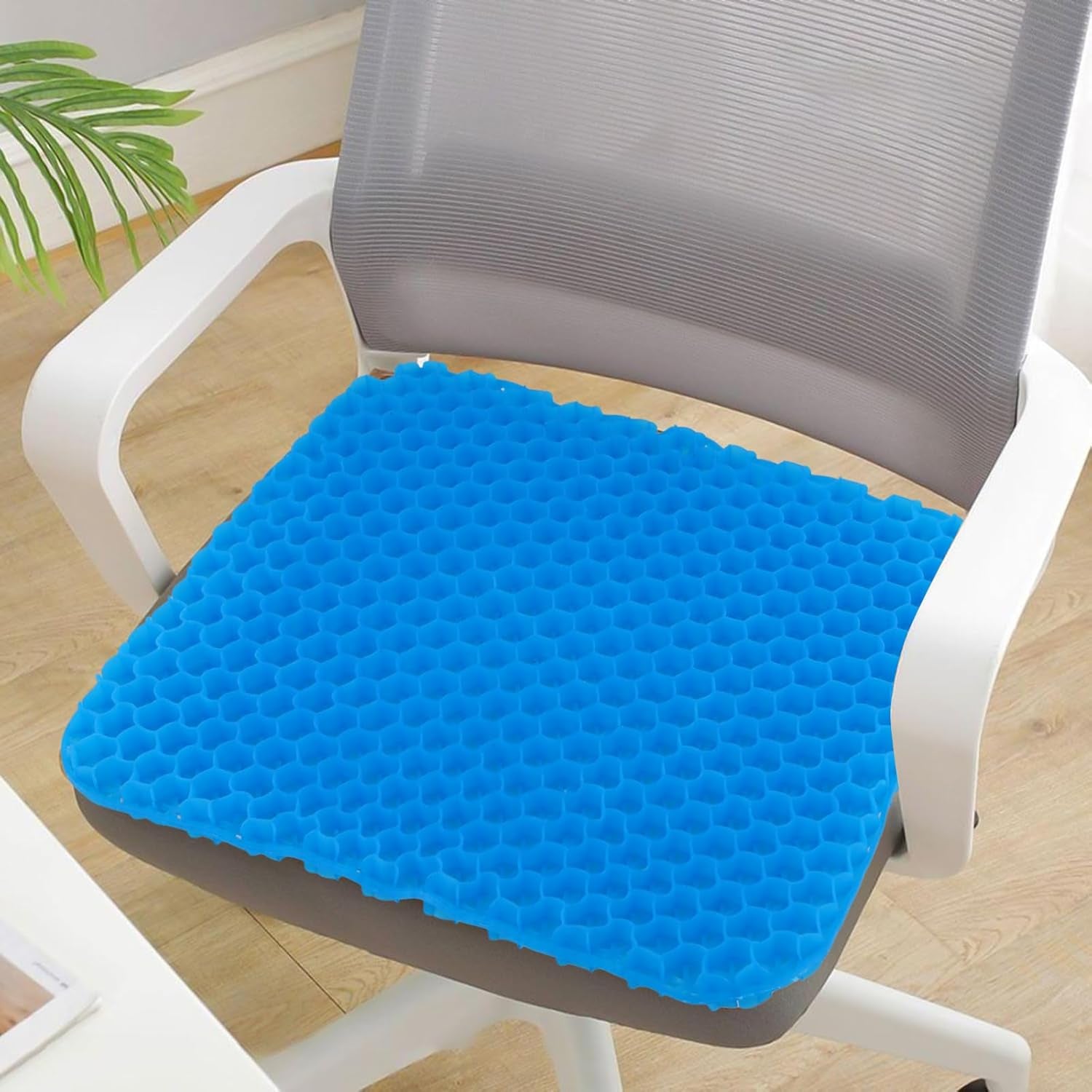 2 PCS 40 X 35 X 2.5Cm Soft Sitter Gel Seat Cushion, Double Thick Breathable Honeycomb Cushion with Non-Slip Cover, Purple and Blue Gel Cushion for Office Chair Desk, Car, Wheelchair, Road Trips