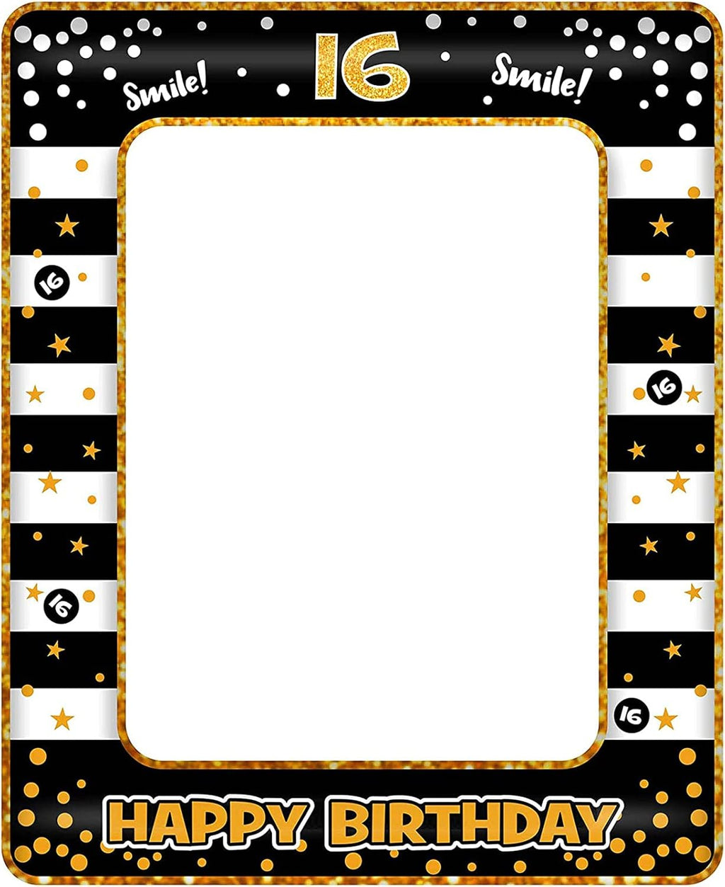 16Th Birthday Photo Booth Props,Black Gold Inflatable Selfie Frame Picture Frame,Giant Inflatable Party Photo Booth Frame for Girls Boys 16Th Birthday Party Decorations Supplies,Girls Boys Favor Gift
