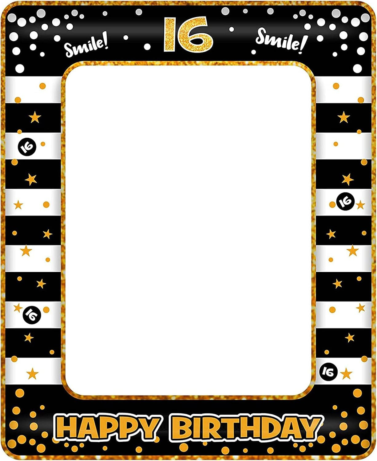 16Th Birthday Photo Booth Props,Black Gold Inflatable Selfie Frame Picture Frame,Giant Inflatable Party Photo Booth Frame for Girls Boys 16Th Birthday Party Decorations Supplies,Girls Boys Favor Gift