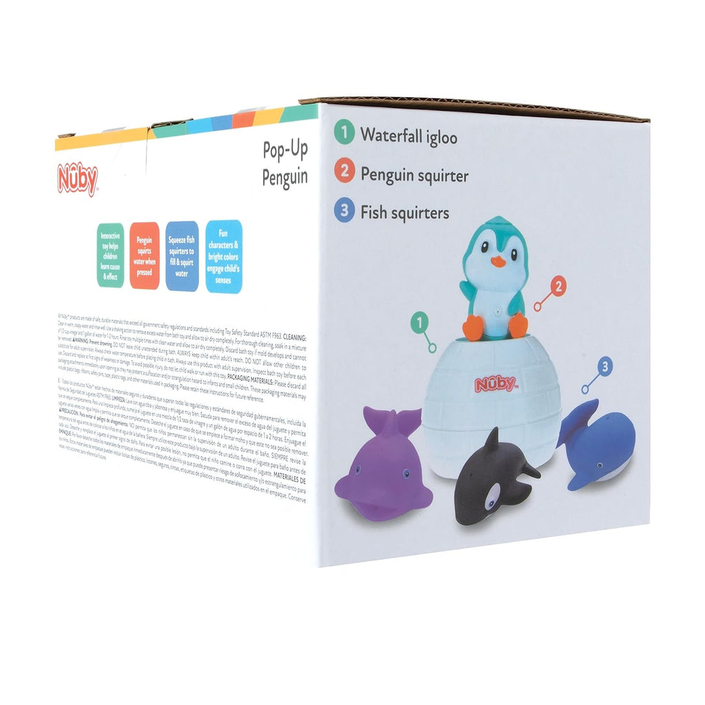 Pop-Up Penguin Bath Toy with 3 Bath Squirters - Baby Bath Toy for Boys and Girls 18+ Months