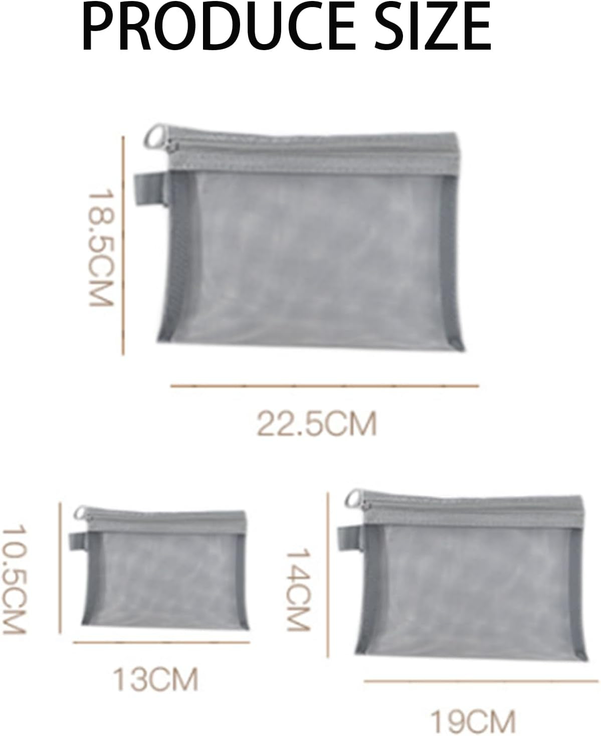 3PCS Small Make up Bag,Mesh Makeup Bags for Handbag, Cosmetic Pouch Bags with Zipper, Bag Organiser Pouches for Cosmetics Toiletries, Holiday Travel Essentials for Kids Women Men(Grey)