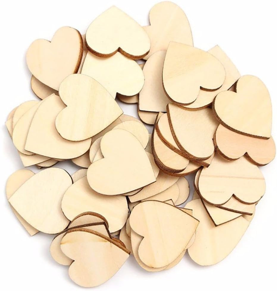 Rustic Wooden Hearts (5Cm) X100 - Love Heart Guest Book Accessory for Weddings Decoration