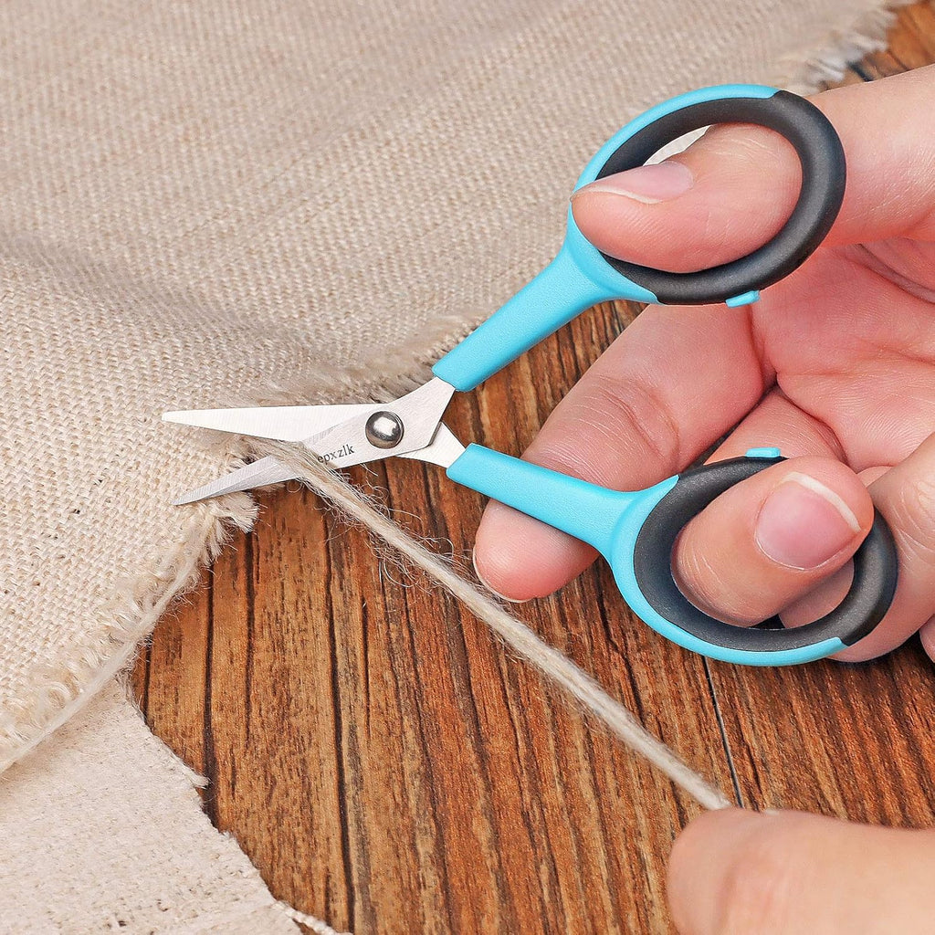 Fabric Scissors, Scissors Set with Sharp Stainless Steel Blade and Soft Handles, Including Sewing Scissors, Craft Scissors, Thread Snipers and Embroidery Scissors, 4Pcs, Blue/Black