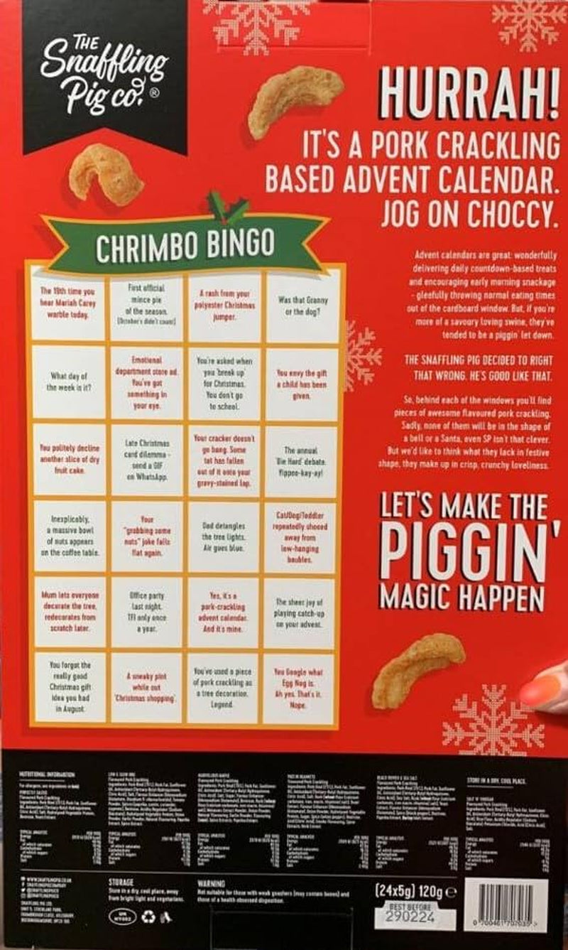 Pork Crackling, Merry Piggin' Christmas Advent Calendar, 240 G (Pack of 1)