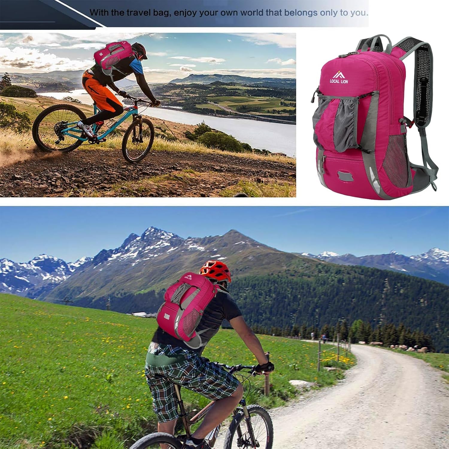 Hiking Backpack, 20/30L Waterproof Cycling Biking Backpack, Detachable Backplate, Hiking Daypack for Skiing Camping