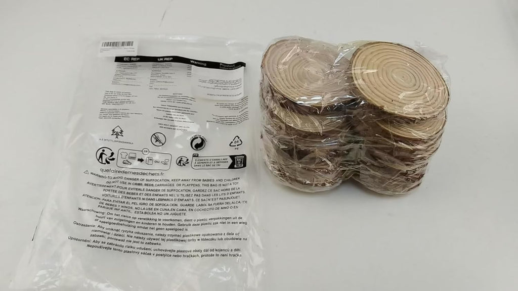 Wood Slices 20 Pcs 8-10Cm Natural Wooden Circles Slices NO Hole Unfinished Predrilled Log Discs Wooden Rounds Discs Slices for Art Creation DIY Crafts Wedding Decorations Christmas Ornaments