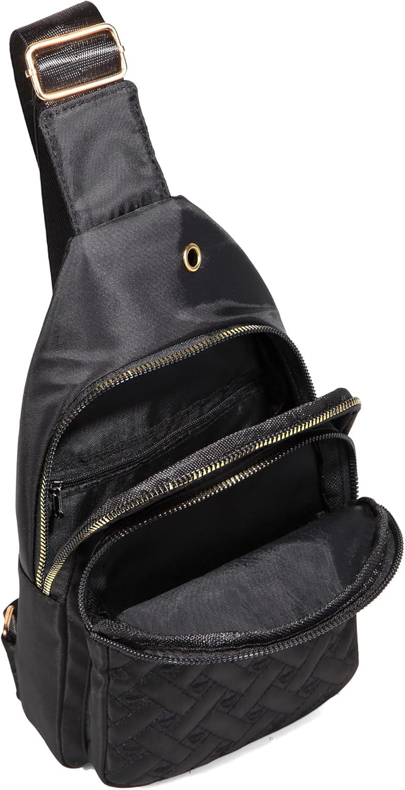 Small Sling Backpack Crossbody Sling Bag Fanny Pack Cross Body Bag for Outdoors Hiking Traveling - Black