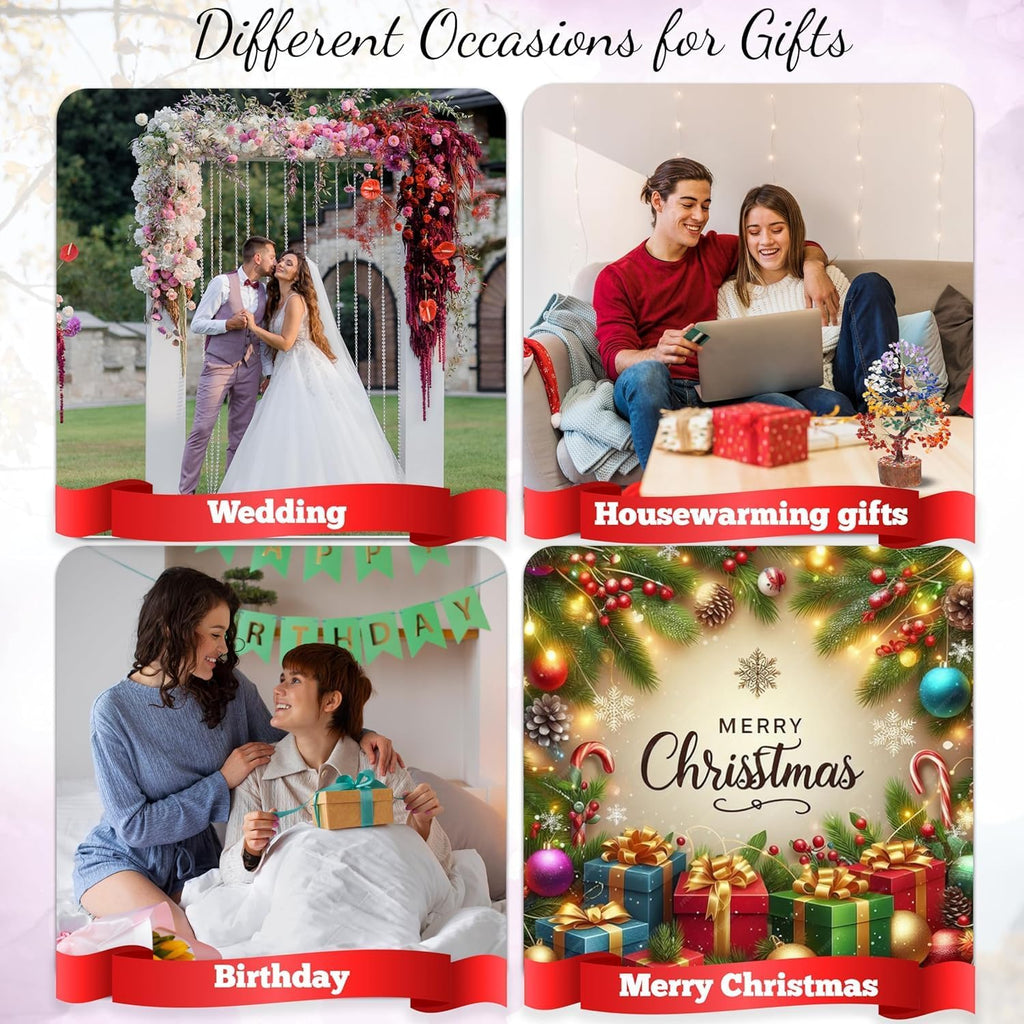 Seven Chakra Crystal Tree Birthday Gifts for Women & Men, Crystal Tree of Life Sister Birthday Gifts Home Decor Healing Crystals Gifts for Mom Positive Energy New Home House Warming Gift Women