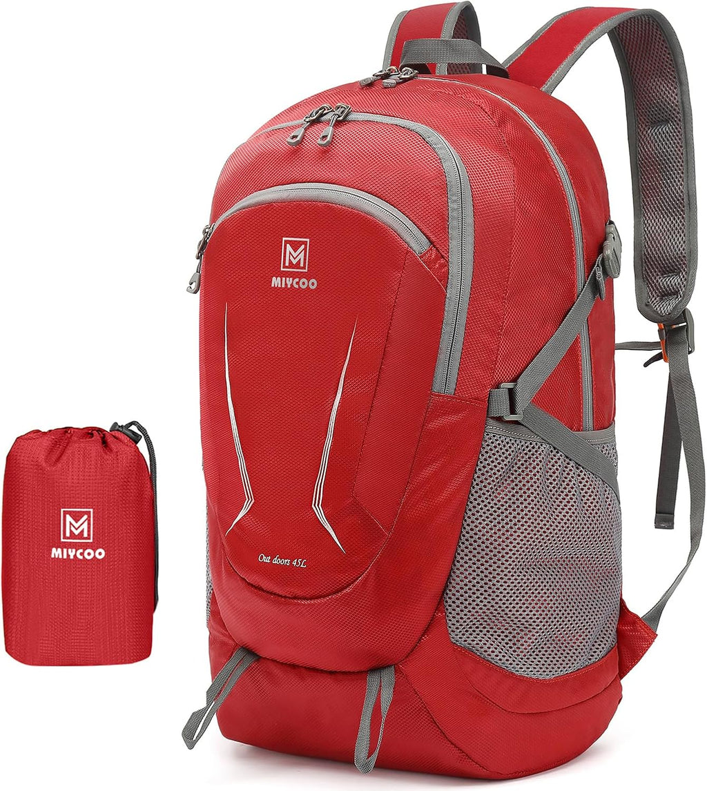 Lightweight Backpack for Men Women - Packable Hiking Travel Backpack - Foldable Outdoor Camping Daypack Red