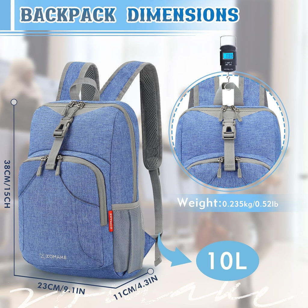 Ultra Lightweight Backpack 10L, Small Hiking Daypack Water Resistant Travel Daybag Ultra Light Backpacks for Hiking (Dark Blue)
