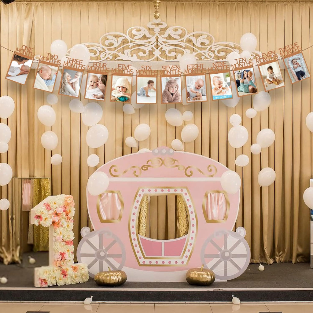 1St Birthday Decorations for Girl & Boy, 12Pcs Banner with Photo