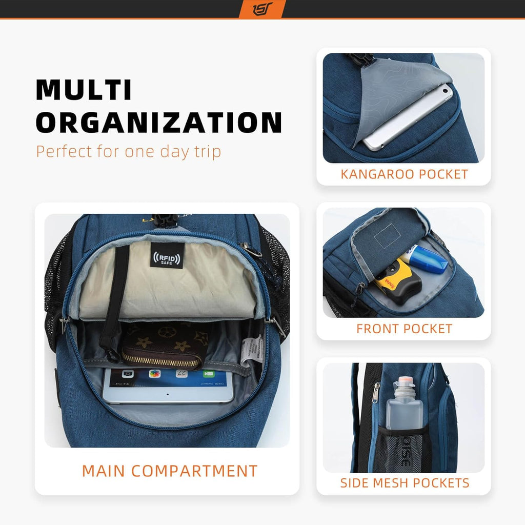 Sling Bag RFID Crossbody Sling Backpack Cross Body Shoulder Bag Travel Hiking Daypack for Women Men