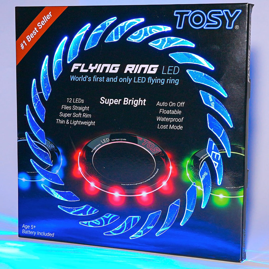 Flying Ring - 12 Leds, Super Bright, Lost Mode, Auto Light Up, Camping Essentials for Kids/Teens/Boy/Girl, Safe & Soft, Waterproof, Pool/Beach Games, Lightweight Toy (Green)