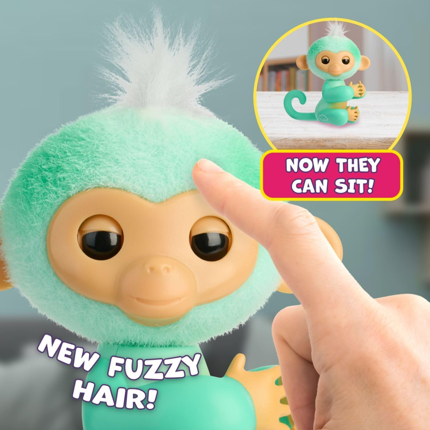 2023 NEW Interactive Baby Monkey Reacts to Touch – 70+ Sounds & Reactions – Ava , Teal