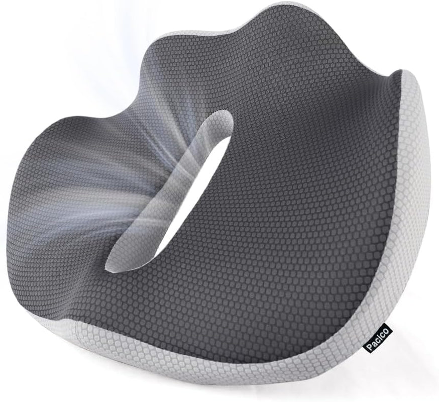 Memory Foam Seat Cushion for Office Chair, Home Chair, Car Seat, Airplane, Wheelchair, Pain Relief for Long Sitting, Non-Slip Bottom, Removable Cover