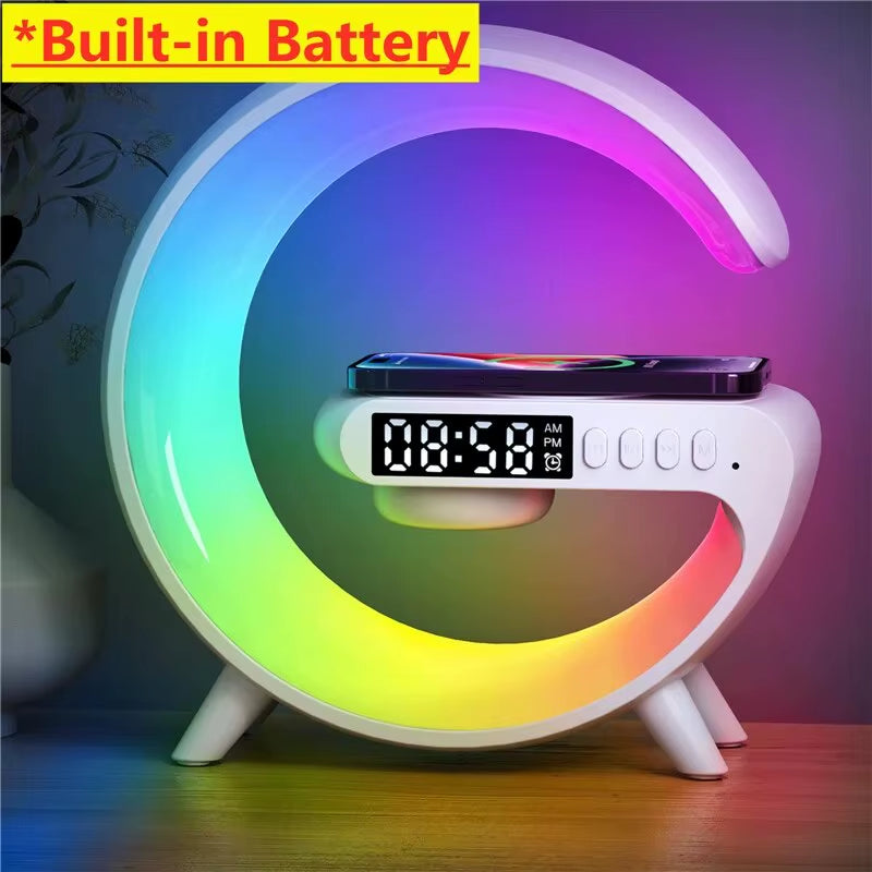 Wireless Charger Pad Stand Lautsprecher Tf-Karte RGB Nachtlicht Lampe Wecker Schnell Ladestation Dock Für Iphone Samsung Xiaomi