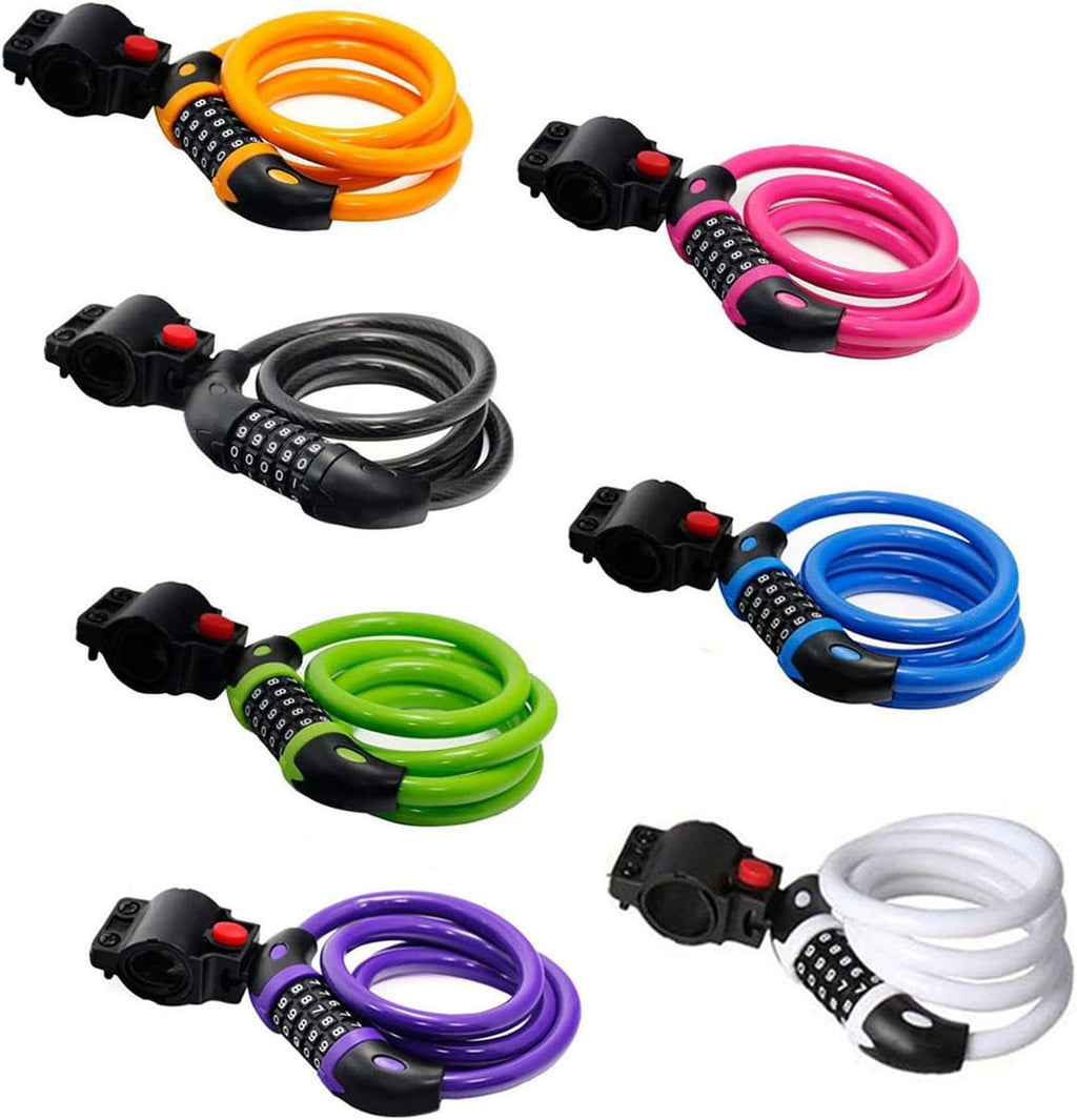 Bicycle Lock - High Security 5 Digit Combination Coiling Cable Lock, Best for Outdoors, 1.2Mx12Mm