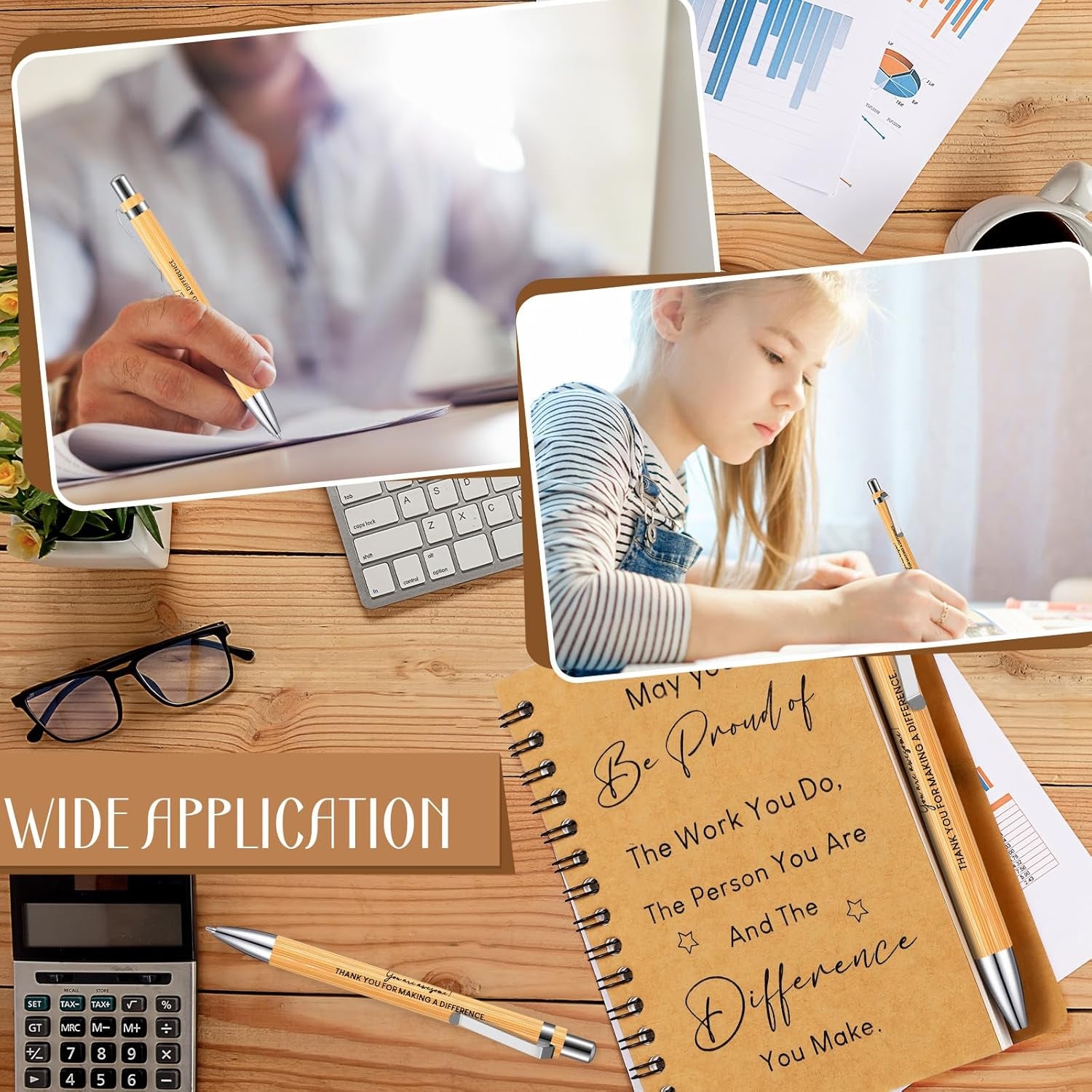 2 Pcs Thank You Gift for Colleagues Women Teacher Leaving Gifts Employee Appreciation Inspirational Notebook Ballpoint Pen Kraft Lined Notepad Award for Coworker Volunteer(Difference)