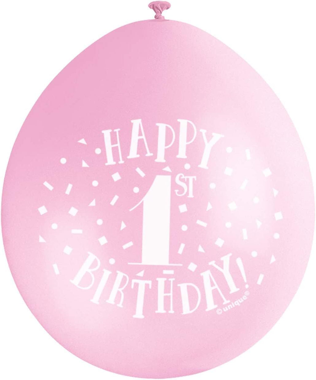 Happy 1St Birthday White & Pink Latex Balloons (22Cm) Pack of 10 - Festive & Fun Party Decorations