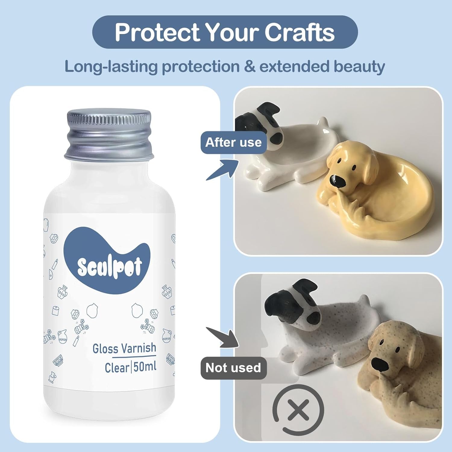 Air Dry Clay Glaze Sealant, Clear Clay Varnish for Craft Pottery, Scratch Resistant, Watertight & Gloss Finish