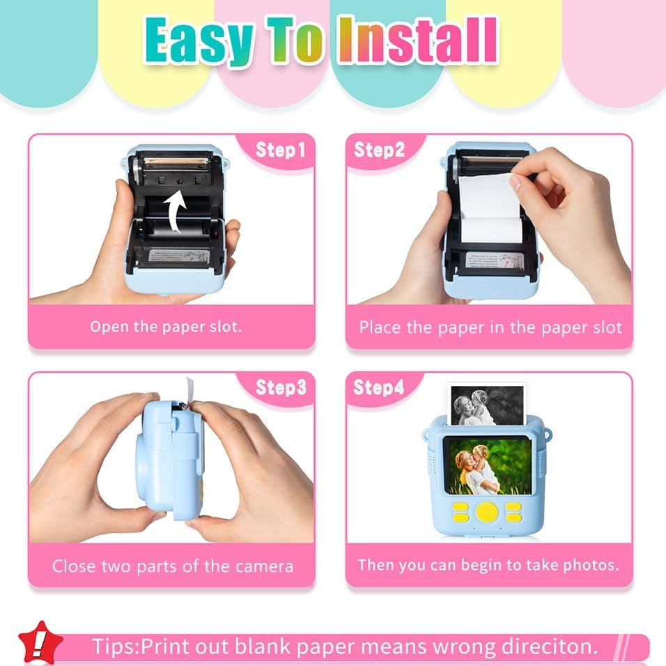 12 Rolls Kids Instant Print Camera Thermal Paper - Zero Ink Printing Paper Thermal Refill Paper Rolls for Most Kids Instant Digital Camera(White-12)