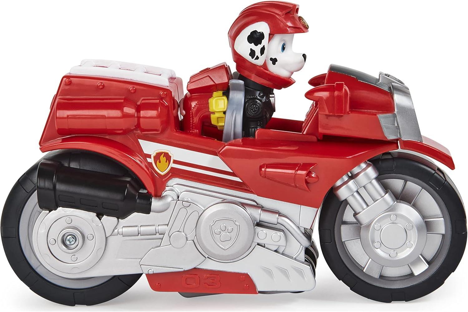 , Moto Pups Marshall’S Deluxe Pull Back Motorcycle Vehicle with Wheelie Feature and Toy Figure