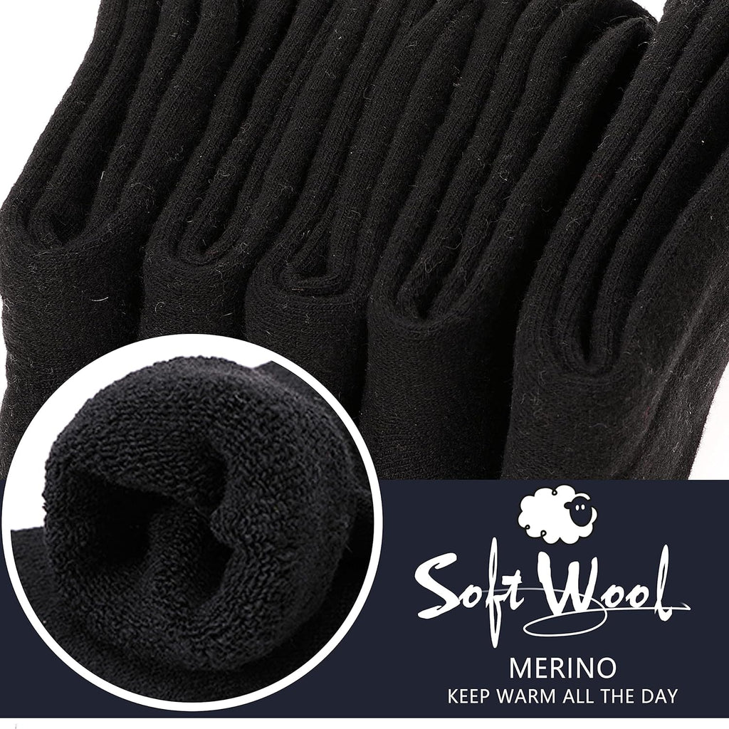 Merino Wool Thermal Socks for Womens Walking Winter Warm Thick Cosy Boot Crew Comfy Ladies Hiking Work Socks 5 Pack