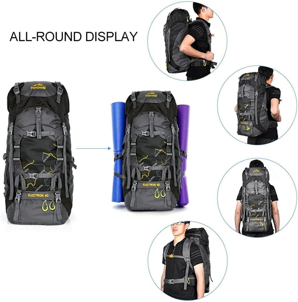 Hiking Backpack, 60L Lightweight Large Rucksack for Men Women, Tear and Water-Resistant for Climbing Fishing Travel