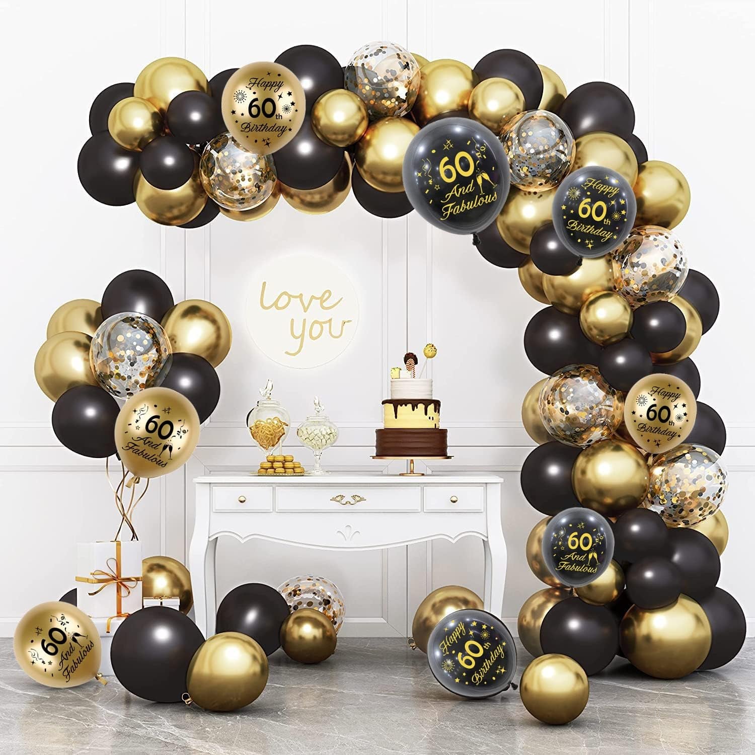 60Th Birthday Balloons 15 Pcs Black Gold Happy 60Th Birthday Latex Confetti Balloons Black Gold 60Th Birthday Party Decorations Balloons for Men Women 60Th Birthday Décor Anniversary Supplies (Age 60)