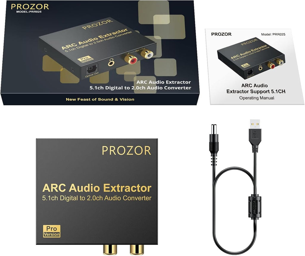 HDMI ARC Audio Extractor 5.1CH – HDMI ARC to Optical SPDIF RCA L/R 3.5Mm 2.0CH Audio Converter Supports 192Khz DAC, Dolby/Dts for ARC Tvs, Home Cinema & Sound Systems