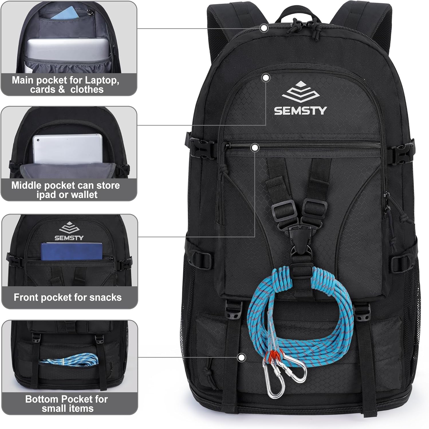 Hiking Backpack, 30L/40L/50L Expandable Hiking Backpack for Men and Women, Travel Backpack Flight Approved