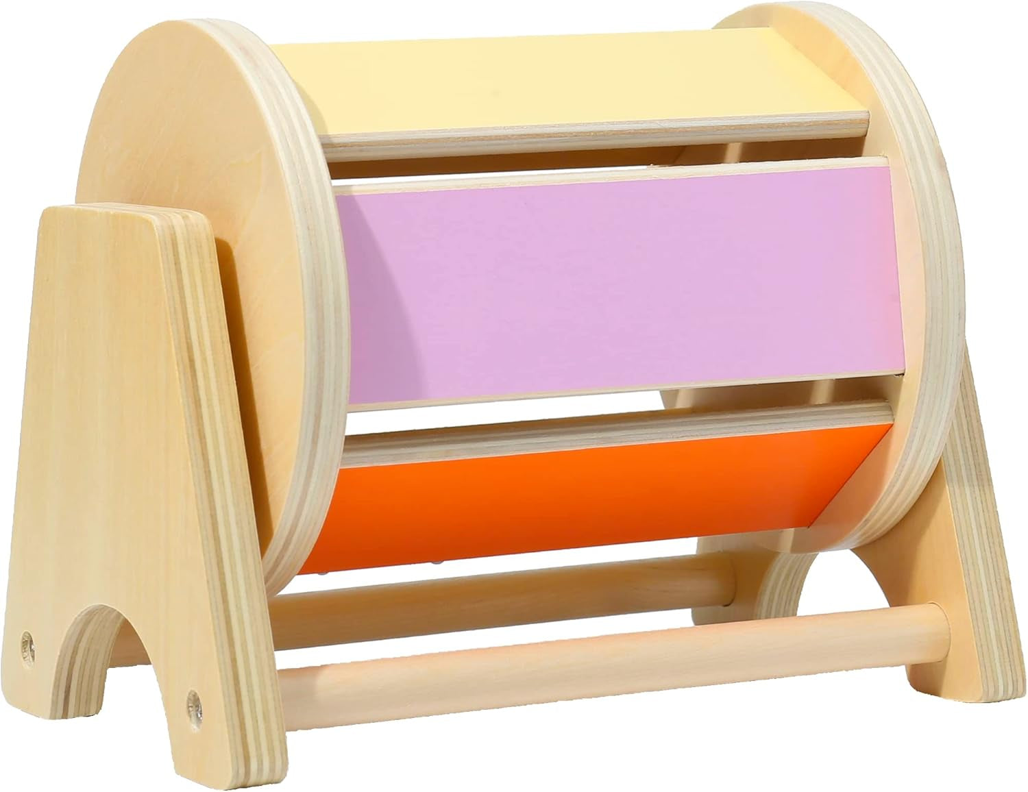 Spinning Rainbow Drum: Montessori Toys for Babies 0-6 Months Wood-Constructed Educational Montessori Baby Toys for Babies 6-12 Months with Sensory Audible Bells