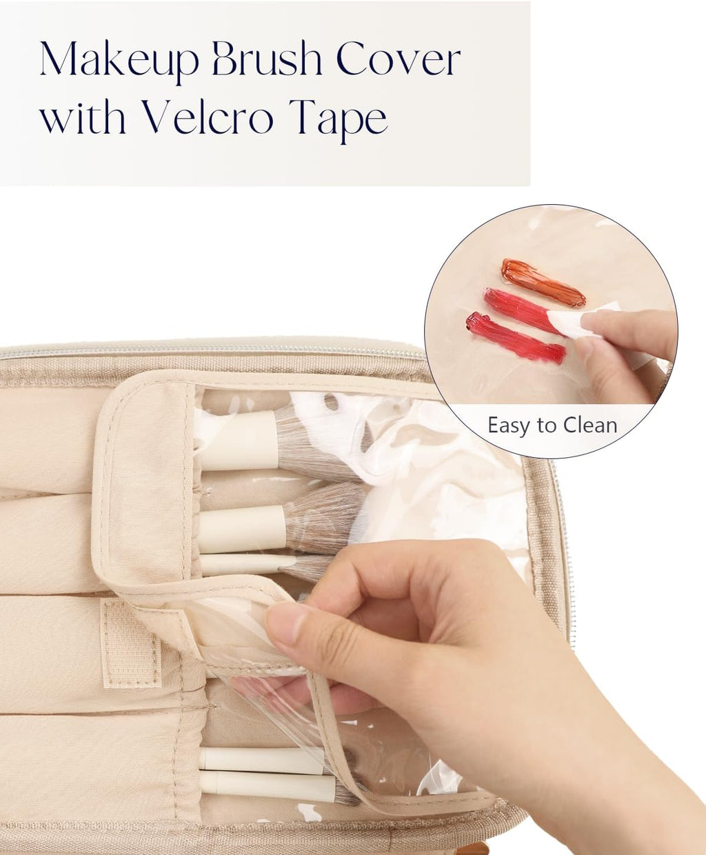 Large Makeup Bag for Women Travel Cosmetic Case Waterproof PU Leather Toiletry Bag Portable Make up Organiser with Handle and Removable Divider (Brown)