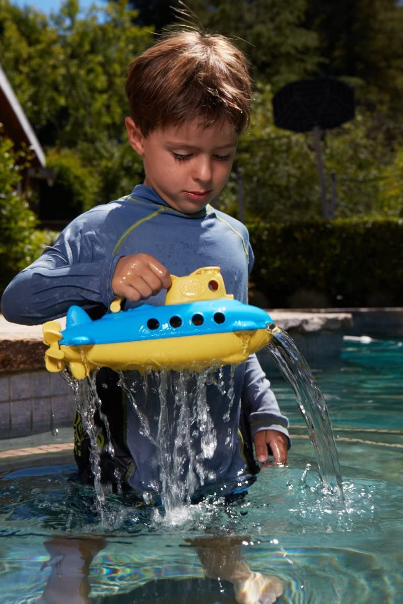Submarine in Yellow & Blue - BPA Free, Phthalate Free, Bath Toy with Spinning Rear Propeller. Safe Toys for Toddlers, Babies