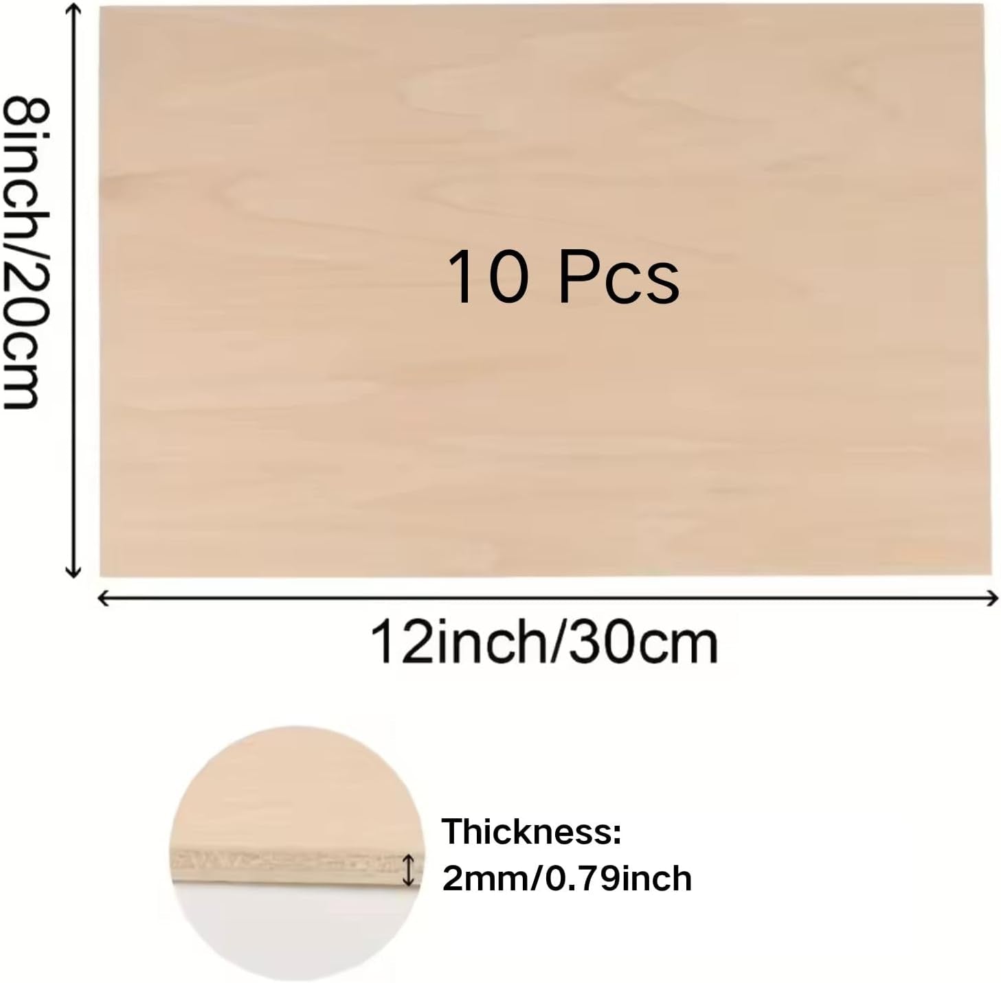 A4 Plywood Sheets Basswood Sheet 2Mm Craft Wood Blank Unfinished Wood Board for Craft DIY Painting Modelling Fretwork Engraved Home Decor(30 X 20Cm)