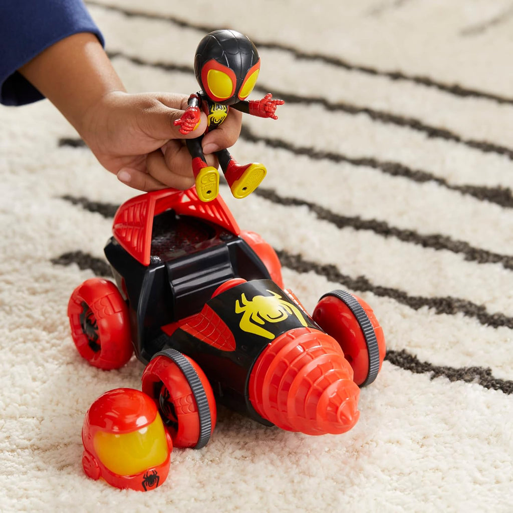 Marvel  Web-Spinners Miles with Drill Spinner, Car Playset with Vehicle, 4-Inch Scale Action Figure and Accessory, Toy Cars for Kids 3 and Up