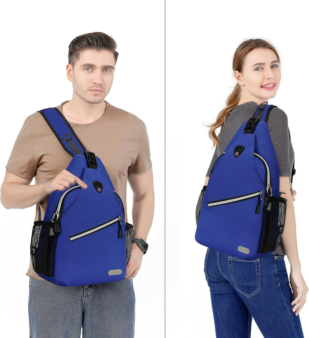 Rope Sling Backpack (Up to 13 Inch), Multipurpose Crossbody Chest One Shoulder Outdoor Travel Hiking Daypack, Royal Blue