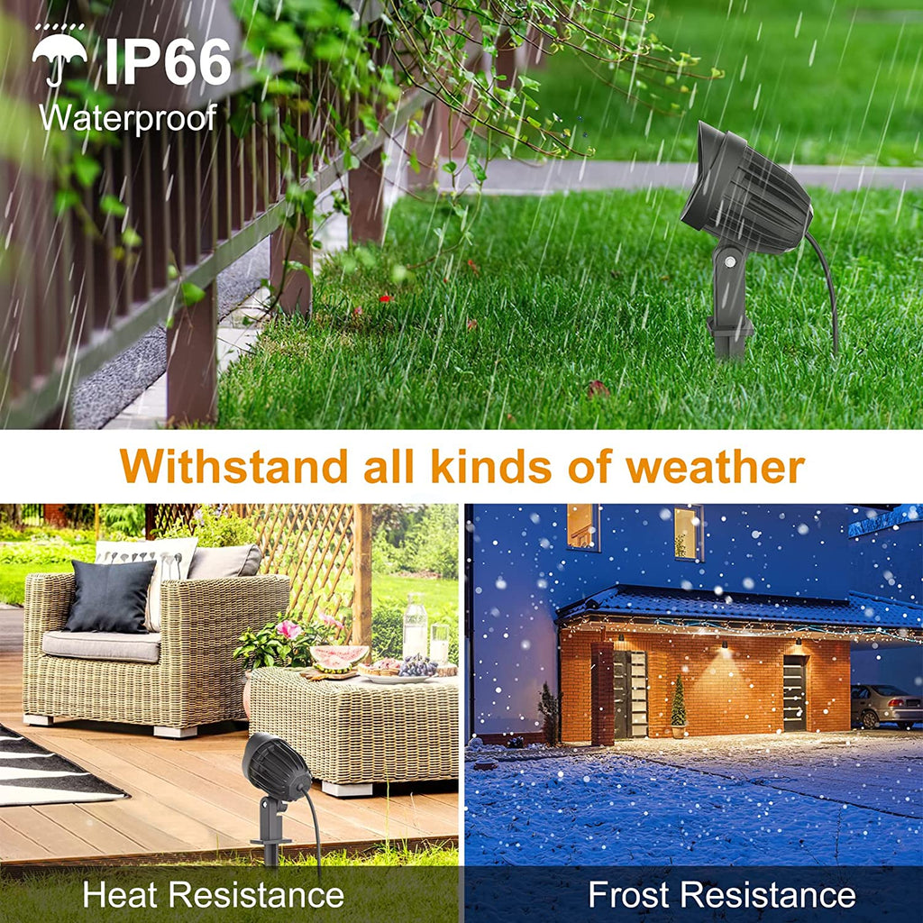 Outdoor Garden Landscape Lights 500LM Spike Lights LED Landscape Spotlights IP66 Waterproof Lawn Light Decorative Light for Garden Lawn Landscape Patio Backyard Warm White 4 Pack 1M Cable